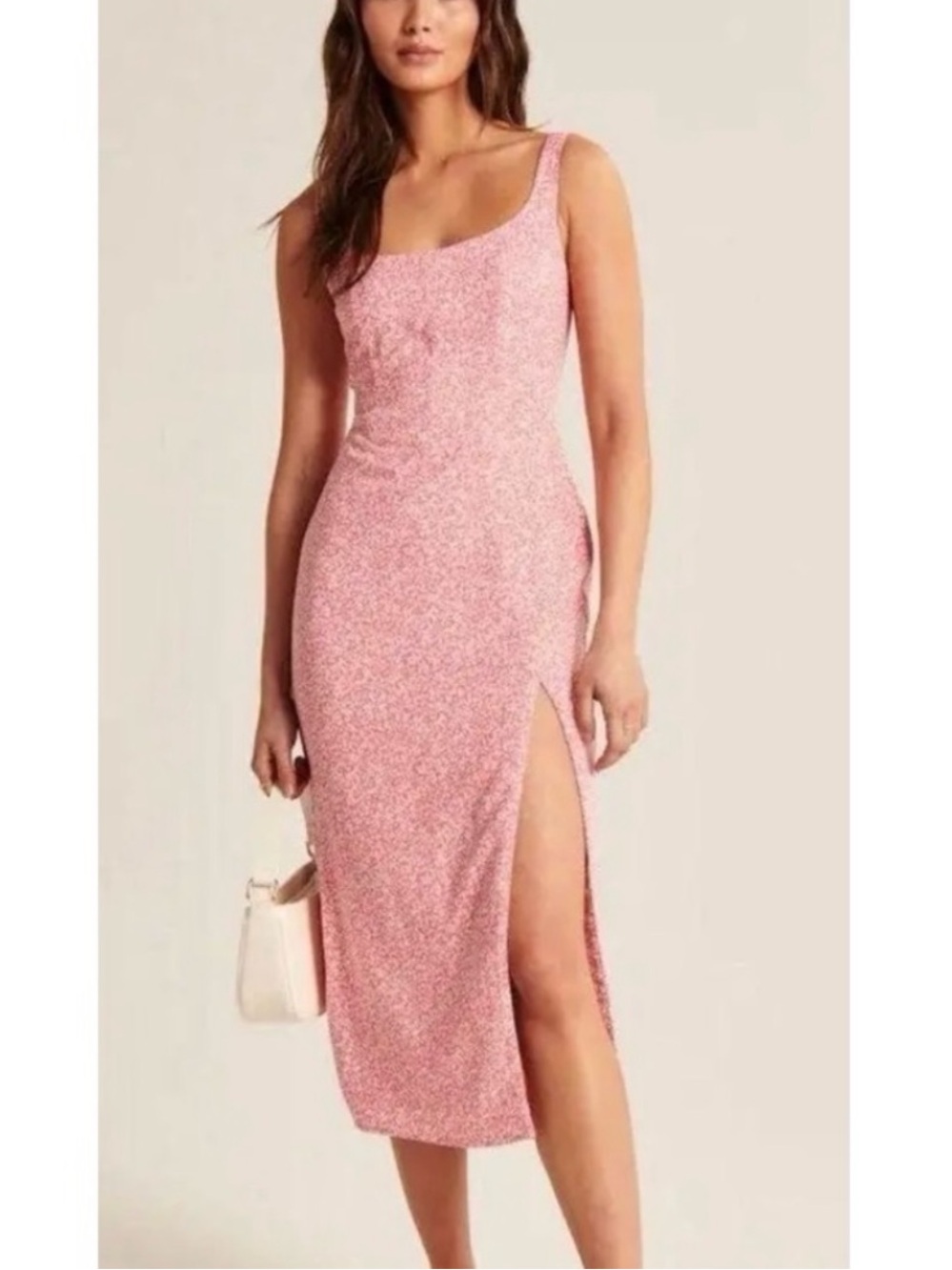 Abercrombie & Fitch Pink Floral Slit Midi Dress Small